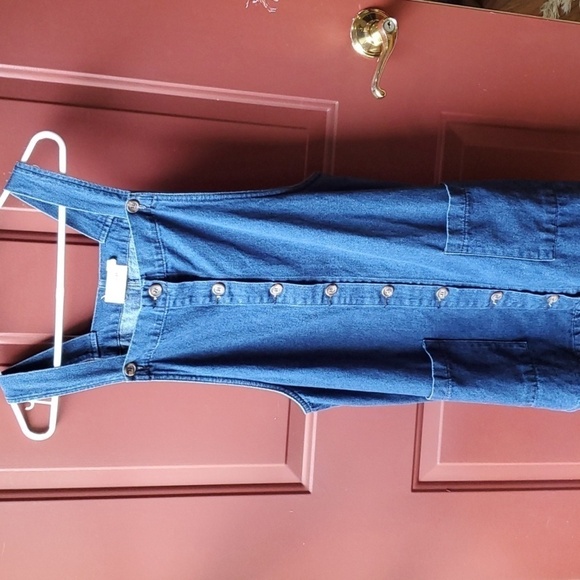 Denim by Ellison Denim blue jumper button front pockets size large - Picture 3 of 12